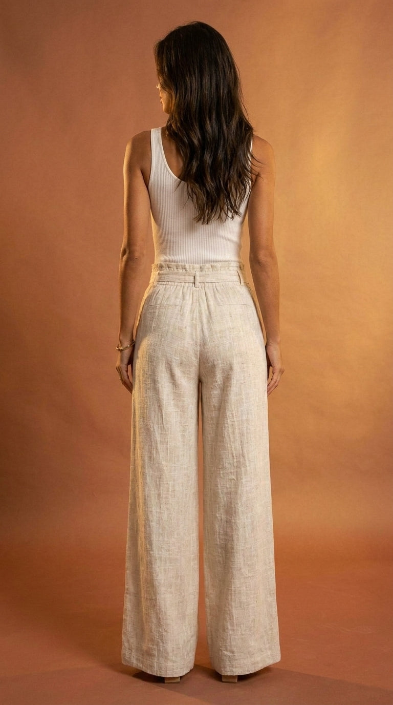 AIUNI - Pantalón de lino cómodo y fresco para el verano.