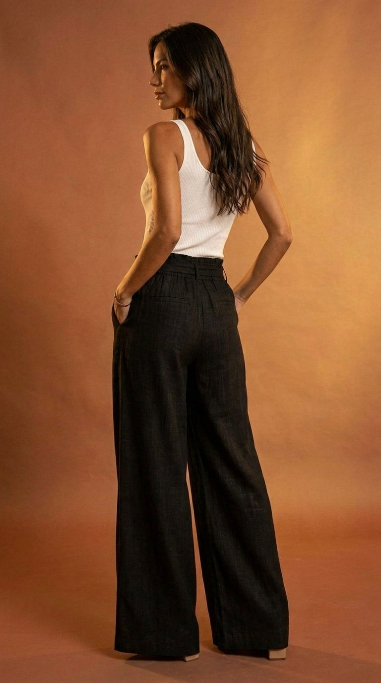 AIUNI - Pantalón de lino cómodo y fresco para el verano.