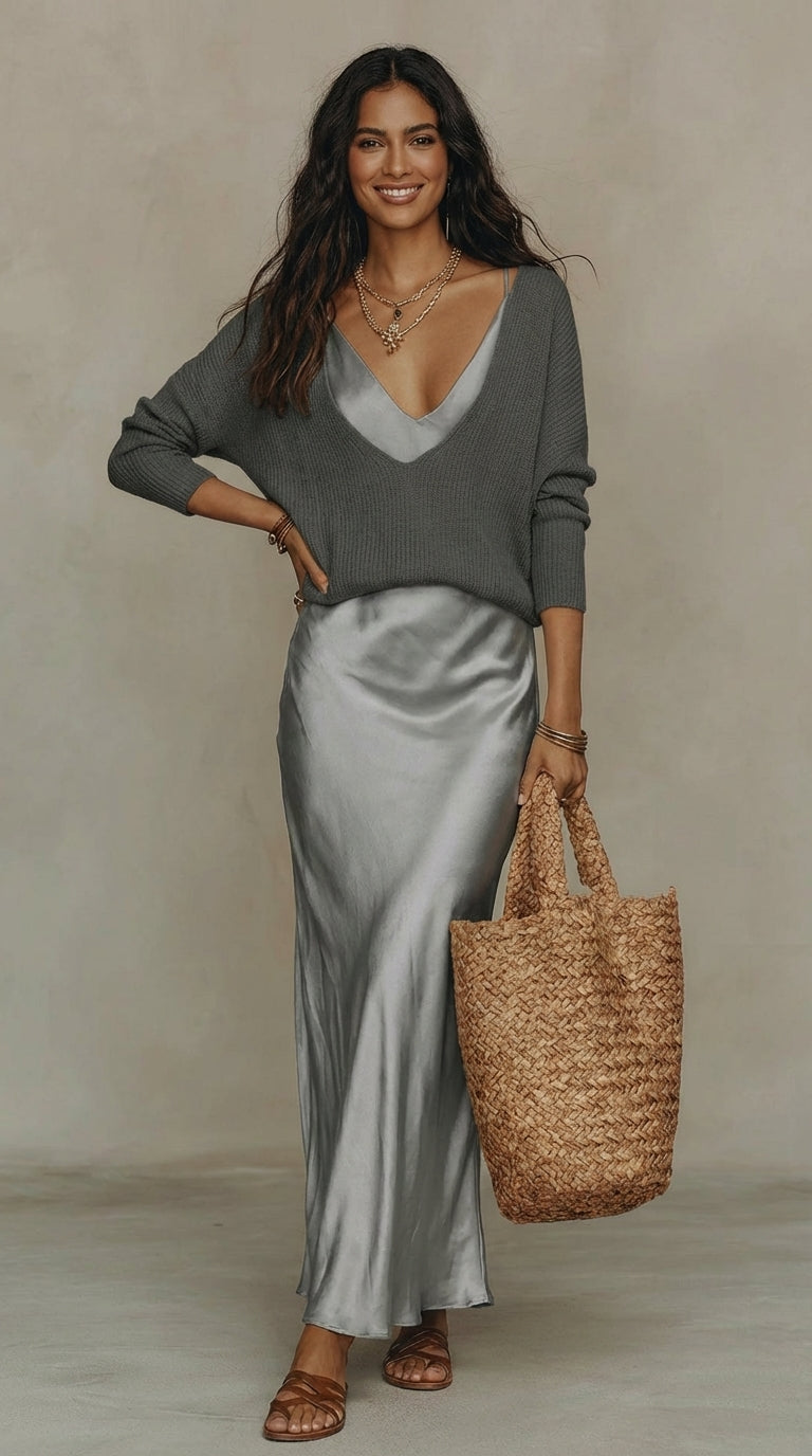DUNA-Conjunto de vestido y jersey que no te querrás quitar esta temporada.
